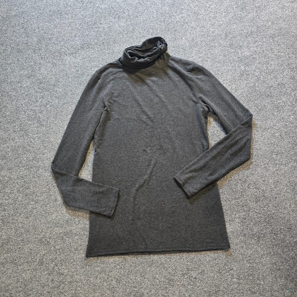 Peruvian Connection Top Womens Medium Gray Turtleneck Pima Cotton Long Sleeve